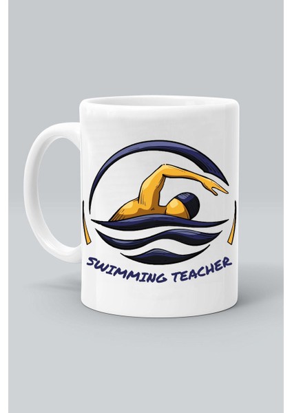 Yüzme Öğretmeni Swımmıng Teacher Meslek Tasarım Baskılı Beyaz Klasik Kupa Bardak