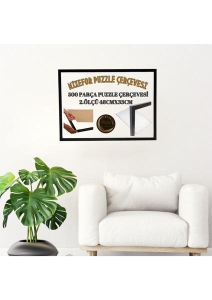 Puzzle Çerçevesi 260 Parça ve 500 Parça 48 cm x 33 cm Renk Siyah Ön Yüzey Kırılmaz Antireflektif