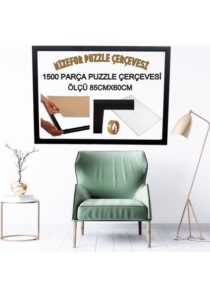 1500 Parça Puzzle Çerçevesi Ölçü 85 cm x 60 cm