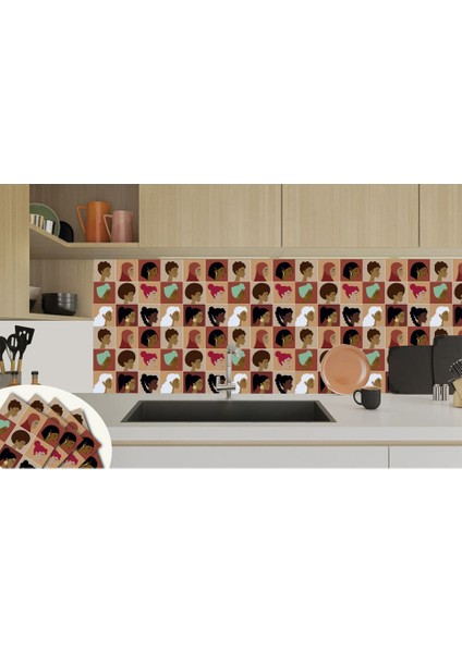 Kendinden Yapışkanlı Kadın Figürleri Desenli Pvc Karo 30X30 cm (33 Adet) 3m2 indirimleri