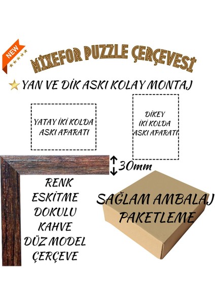 2000 Parça Puzzle Çerçevesi 2.ölçü 96 cm x 66 cm Renk Kahve