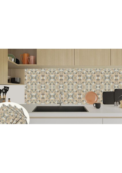 Kendinden Yapışkanlı Gold Çiçek Desenli Pvc Karo 30X30 cm (33 Adet) 3m2