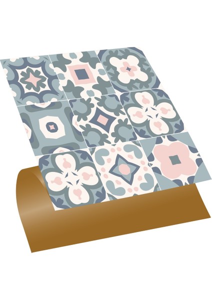 Kendinden Yapışkanlı Yeşil-Pembe Pvc Karo 30X30 cm (33 Adet) 3m2