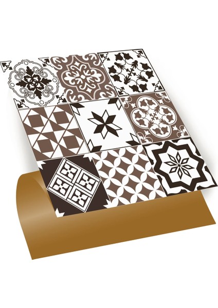 Kendinden Yapışkanlı Karma Kahveli Siyah Desenli Pvc Karo 30X30 cm (33 Adet) 3m2