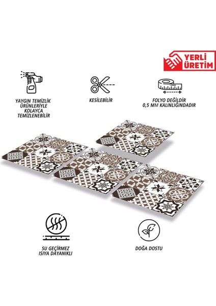 Kendinden Yapışkanlı Karma Kahveli Siyah Desenli Pvc Karo 30X30 cm (33 Adet) 3m2 fiyatları