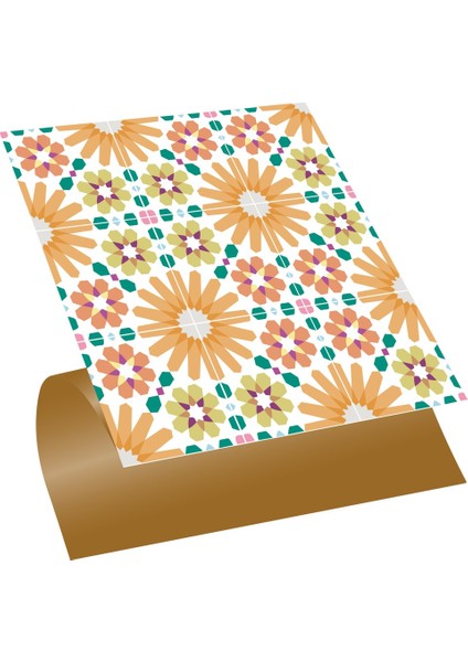 Kendinden Yapışkanlı Turuncu Çiçek Bahçesi Desenli Pvc Karo 30X30 cm (33 Adet) 3m2