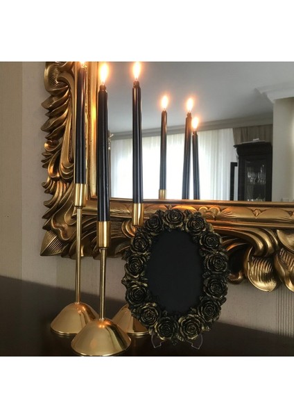 Resim Çerçevesi Siyah Gold Eskitme Papatya Modeli