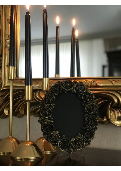 Resim Çerçevesi Siyah Gold Eskitme Papatya Modeli