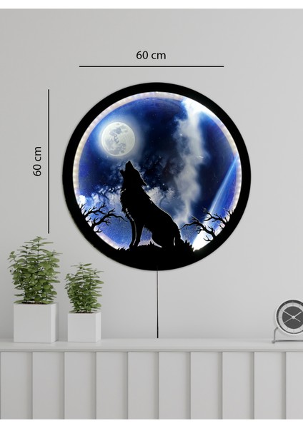 Ay Dekor Ayınlatma Kurt Figürlü 60 x 60 cm Duvar Dekoru