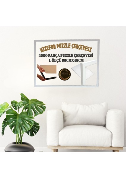 Puzzle Çerçevesi Renk Beyaz 1000 Parça Ölçü 66 cm x 48 cm Ön Yüzey Kırılmaz Antireflektif