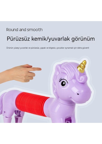 Luxıxı Dekompresyon Teleskopik Tek Boynuzlu At Dinozor Zürafa Alpaka Değişken Teleskopik Tüp Dekompresyon Oyuncak Renk Karışık Saç (Yurt Dışından)