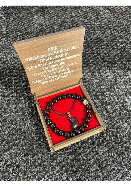 Onix Doğal Taş Kolye ve Bileklik Hediye Set