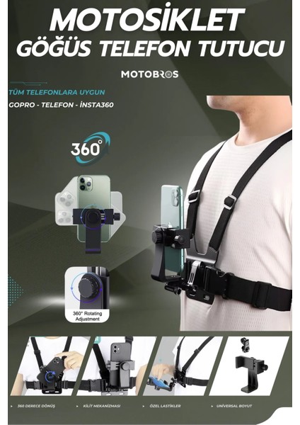 Motosiklet Telefon Tutucu Vlog Video Göğüs Kemeri Motosiklet Göğüs Telefon Tutucu Göğüs Tutucu Gopro