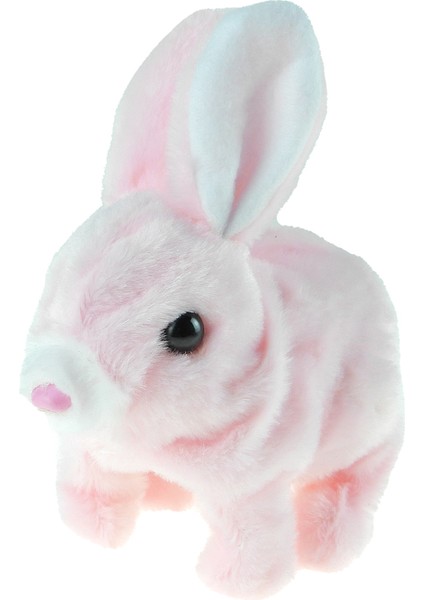 Oyuncak Tavşan Sevimli Pelüş Tavşan Pink Sesli Hareket Pilli 17CM