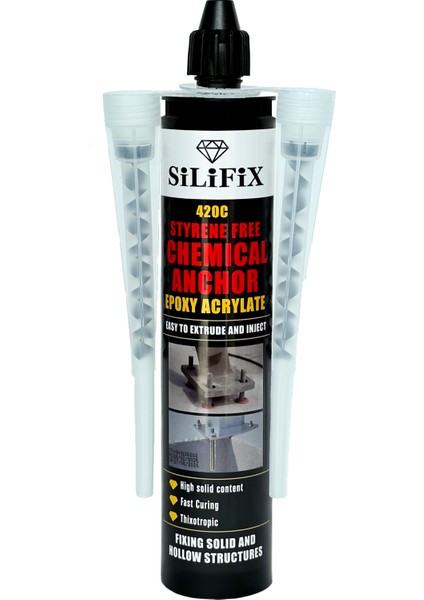 Kimyasal Dübel Epoksi (Polyester Değil) Ağır Dayanıklı (Silikon Tabancası Uyumlu)