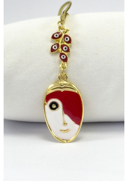 Kırmızı Salkım Çift Renkli Yüz Dikiz Ayna Süsü, Metal Lineart Yüz Figürü Tarz Yeni Araba Hediyesi fiyatları