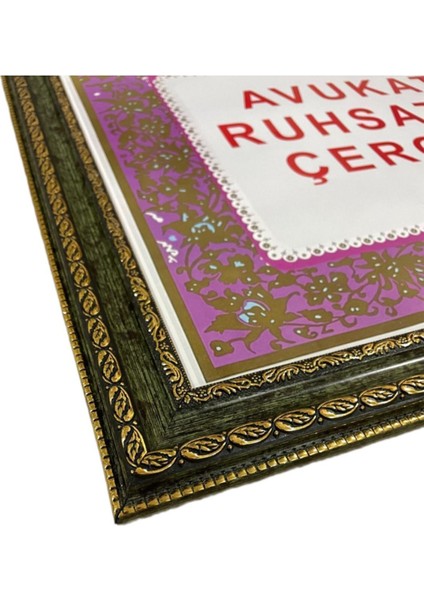 Avukatlık Ruhsat Çerçevesi Yeşil Renk- 33 x 48 - Hakiki Camlı Ruhsat Çerçevesi