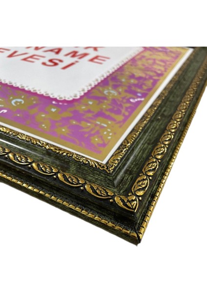 Avukatlık Ruhsat Çerçevesi Yeşil Renk- 33 x 48 - Hakiki Camlı Ruhsat Çerçevesi