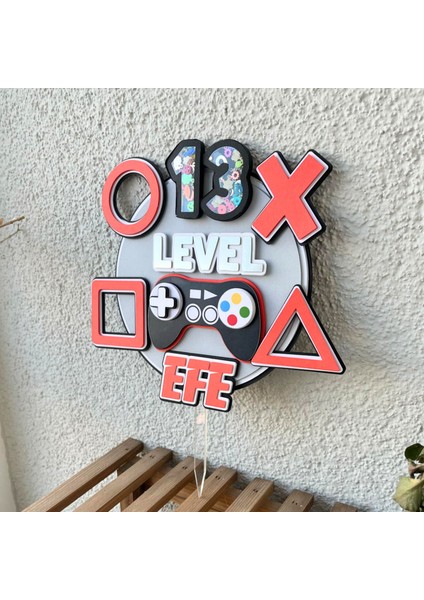 Video Game Konsol Oyun Temalı Erkek Çocuk Doğum Günü Isme Özel 3D Pasta Süsü Cake Topper (22 x 24 cm ) modelleri