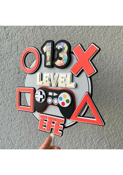 Video Game Konsol Oyun Temalı Erkek Çocuk Doğum Günü Isme Özel 3D Pasta Süsü Cake Topper (22 x 24 cm ) fırsatları