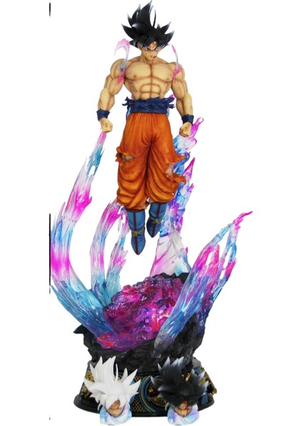 Dragon Ball Saiyan Goku Üç Başlı Heykel Işıklı Figür (Yurt Dışından)