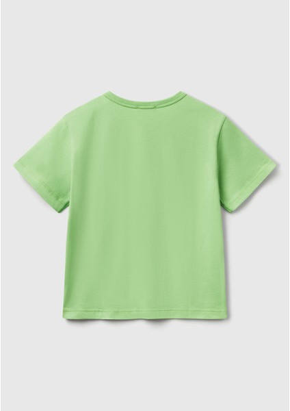 Erkek Çocuk Sarı Grafik Baskılı Kısa Kollu T-Shirt