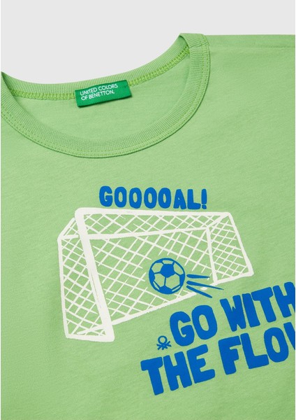 Erkek Çocuk Sarı Grafik Baskılı Kısa Kollu T-Shirt
