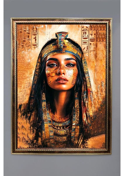 Antik Mısır Desenli Çerçeveli Duvar Tablosu 50X70CM MISIR18