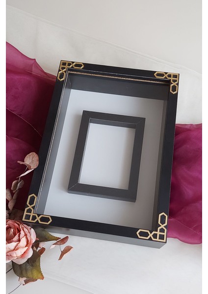 25 x 35 cm Siyah Klasik Kenarlı Gül Kutusu Anı Çerçevesi! Yeni Model Çerçeve! Isimsiz -Ledsiz