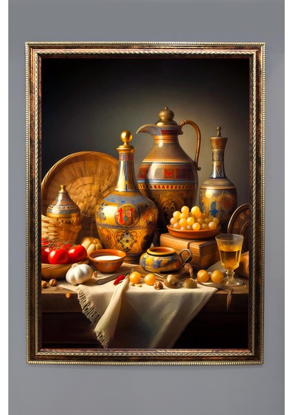 Natürmort Desenli Çerçeveli Duvar Tablosu 50X70CM NAT01