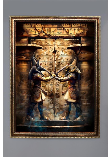 Antik Mısır Desenli Çerçeveli Duvar Tablosu 50X70CM MISIR17