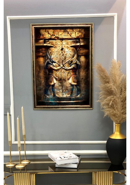Antik Mısır Desenli Çerçeveli Duvar Tablosu 50X70CM MISIR17