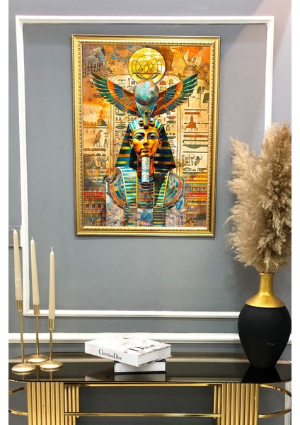 Antik Mısır Desenli Çerçeveli Duvar Tablosu 50X70CM MISIR16
