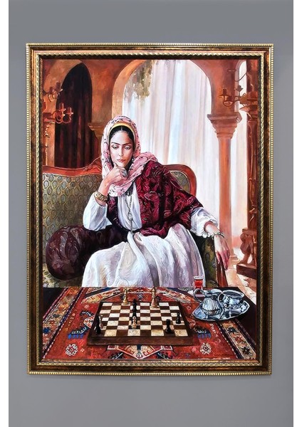 Dekoratif Modern Çerçeveli Oryantalist Osmanlı Desenli Duvar Tablosu 50X70 cm OSMN04