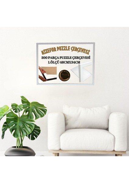 Puzzle Çerçevesi 260 Parça ve 500 Parça 48 cm x 34 cm Renk Beyaz Ön Yüzey Kırılmaz Antireflektif