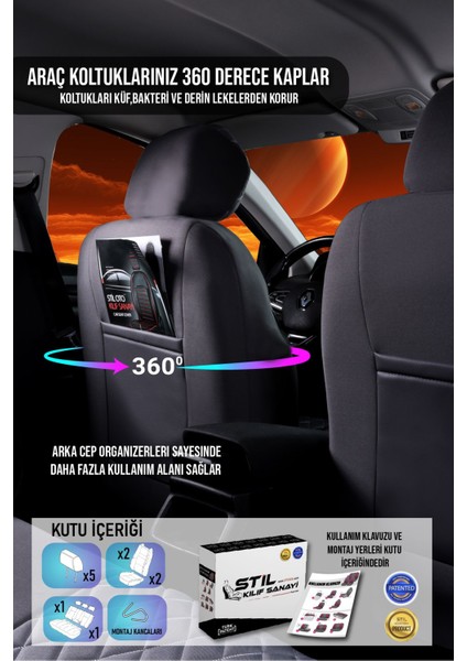 Nissan Micra Tek Kapı (2000-2005) Uyumlu Tam Set Oto Koltuk Kılıfı Venüs Serisi .1 indirimleri