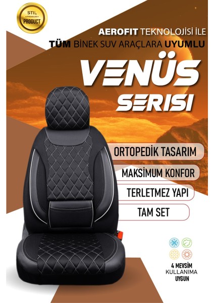 Hyundai Accent Blue (2011-2018) Uyumlu Tam Set Oto Koltuk Kılıfı Venüs Serisi .3