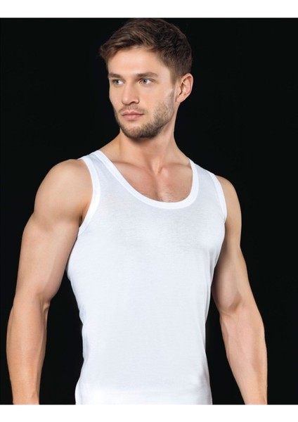 %100 Pamuk Süprem Erkek Atleti Beyaz Renk 6'lı Paket 02