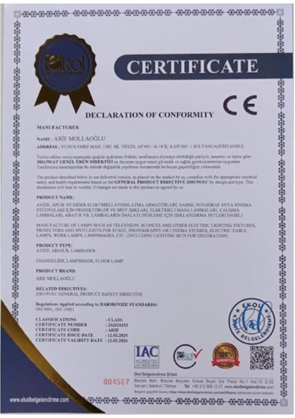 Gordion Abajur Gold Kaplamalı Mavi Çini Krem Şapka
