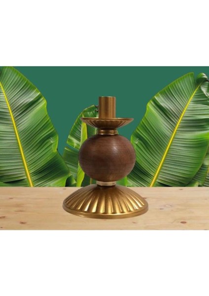 Tekli Pino Mumluk Ahşap Top Detaylı Gold Küçük