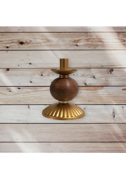 Tekli Pino Mumluk Ahşap Top Detaylı Gold Küçük