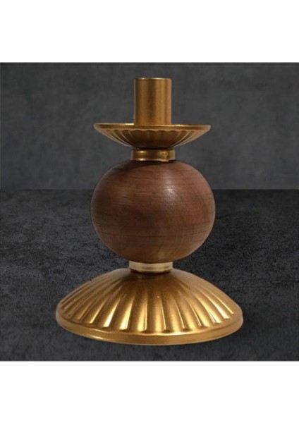 Tekli Pino Mumluk Ahşap Top Detaylı Gold Küçük
