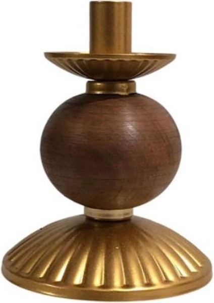 Tekli Pino Mumluk Ahşap Top Detaylı Gold Küçük