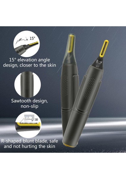 Burun Kılı Düzeltici 2 Ataşmanlı Hassas Bakım Makinesi Burun, Kulaklar ve Kaşlar Için Mikro Işıklı Burun Kılı Düzeltici (Yurt Dışından)