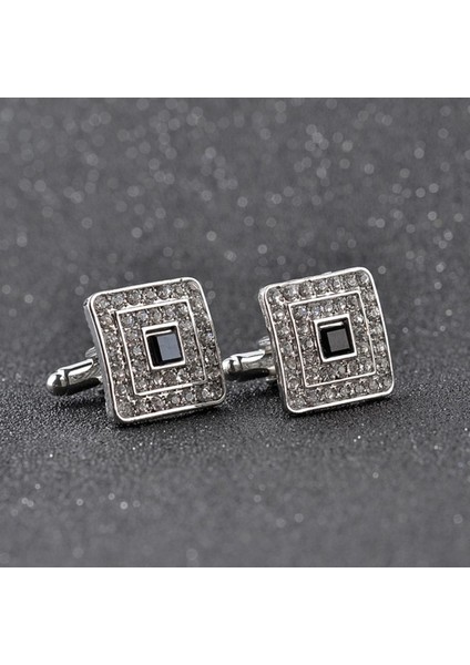 Clic Lüks Taklidi Kristal Kare Özel Enam Erkekler Kol Düğmesi Erkek Fransız Gömlek Kol Düğmeleri Düğün (Yurt Dışından)