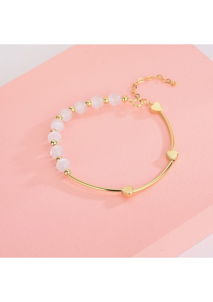 S925 Ayar Gümüş Doğal Kristal Opal Bilezik Aşk Bilezik (Yurt Dışından)