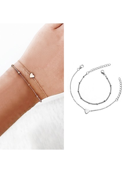 2 Takım Kadın Minimalist Küçük Aşk Keskin Link Zinciri Braketleri (Yurt Dışından)