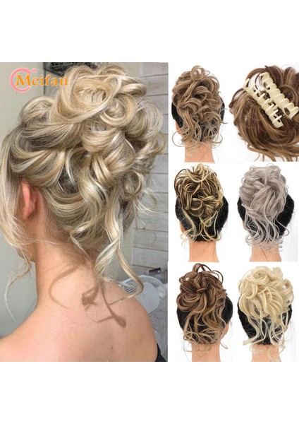 Meıfan Sentetik Pençe Chignon Kadın Kıvırcık Dağınık Kıvırcık Kabarık Saç Topuz Klip At Kuyruğu Uzantıları Doğal Yanlış Hairpieces (Yurt Dışından)