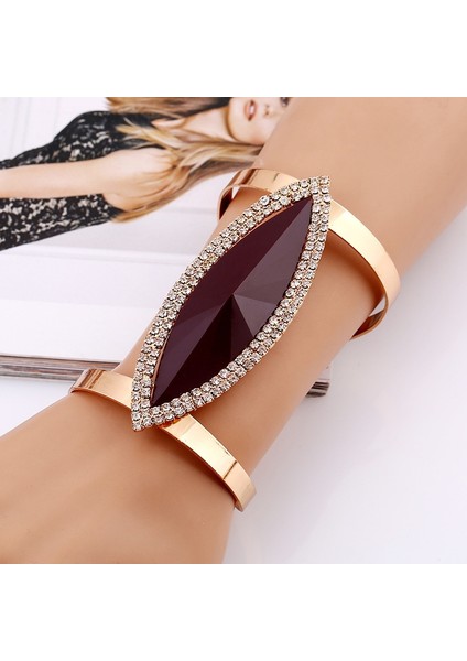 Metal Bilezik Kadın Trendy Reçine Mozaik Kristal Bilezik Pürüzsüz Geniş Açılış Ayarlanabilir Bileklik (Yurt Dışından) fırsatları