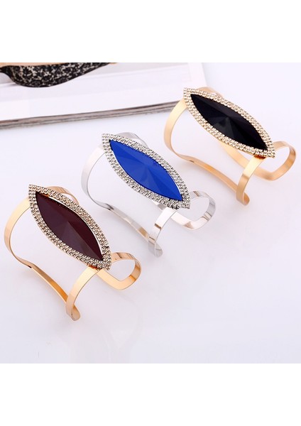 Metal Bilezik Kadın Trendy Reçine Mozaik Kristal Bilezik Pürüzsüz Geniş Açılış Ayarlanabilir Bileklik (Yurt Dışından) fırsatları